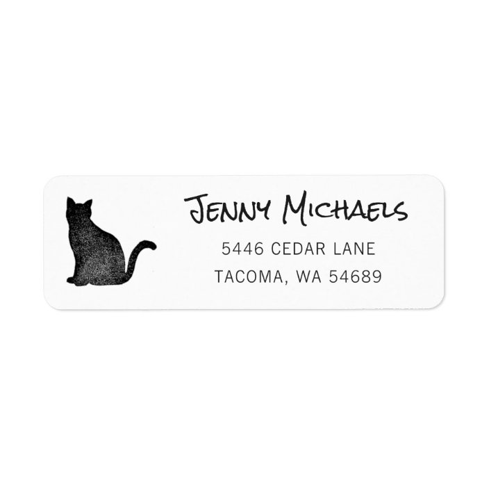 Black Cat Silhouette Cat Lover Return Address Label Zazzle Com