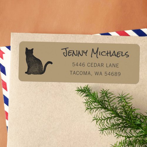 Black Cat Silhouette Cat Lover Return Address Label