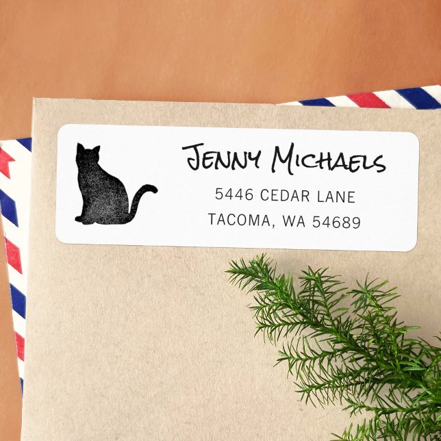 Black Cat Silhouette Cat Lover Return Address Label (Creator Uploaded)