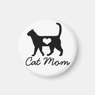 Black Cat Silhouette Cat Mom Magnet