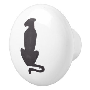 Black Cat Silhouette ceramic knob