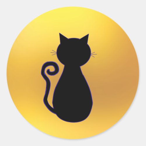 Black Cat Silhouette Classic Round Sticker