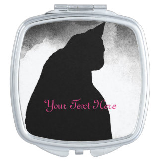 Black Cat Silhouette Compact Mirror