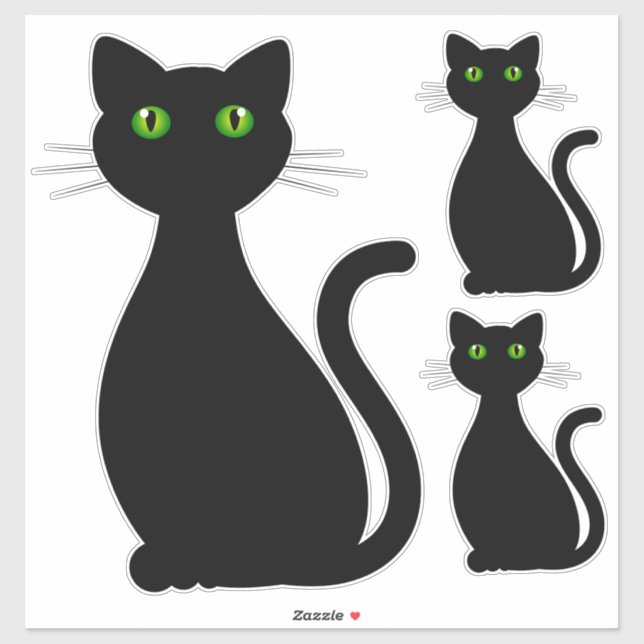 Black Cat Silhouette Eyes Sticker (Sheet)