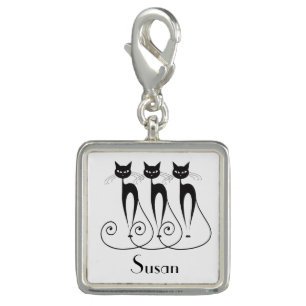 Black cat silhouette funny charm