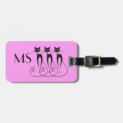 Black cat silhouette funny luggage tag