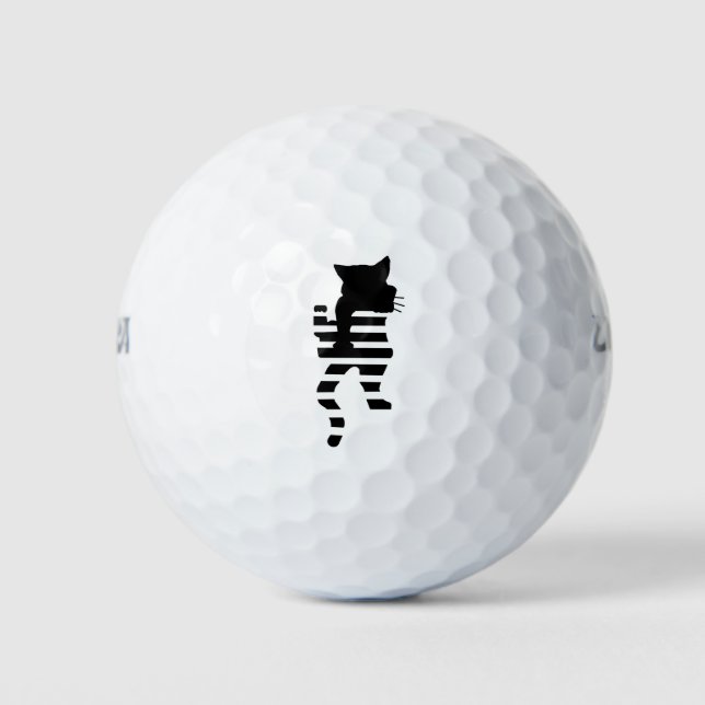 Black Cat Silhouette  Golf Balls (Front)
