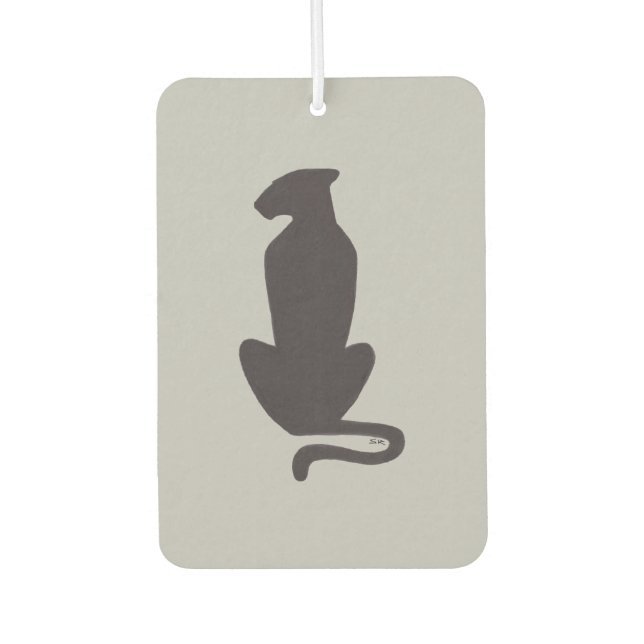 Black Cat Silhouette gray car air freshener (Front)