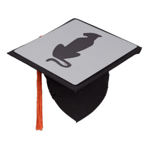 Black Cat Silhouette gray graduation cap