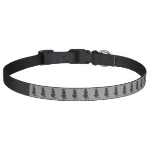 Black Cat Silhouette gray large pet collar