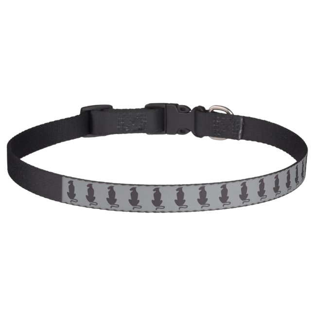 Black Cat Silhouette gray large pet collar (Front)