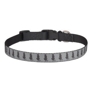 Black Cat Silhouette gray medium pet collar