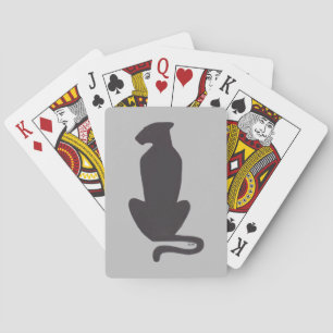 Black Cat Silhouette gray Poker playing cards