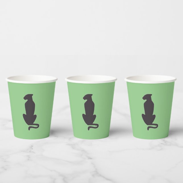 Black Cat Silhouette green paper cups (Multi)