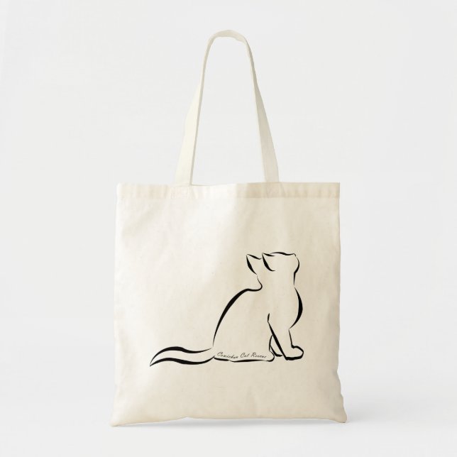 Black cat silhouette, inside text tote bag (Front)