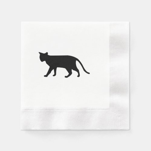 Black Cat Silhouette Kitten Purr Meow Simple Art Paper Napkins