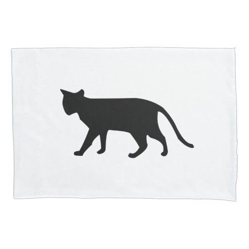 Black Cat Silhouette Kitten Purr Meow Simple Art Pillowcase