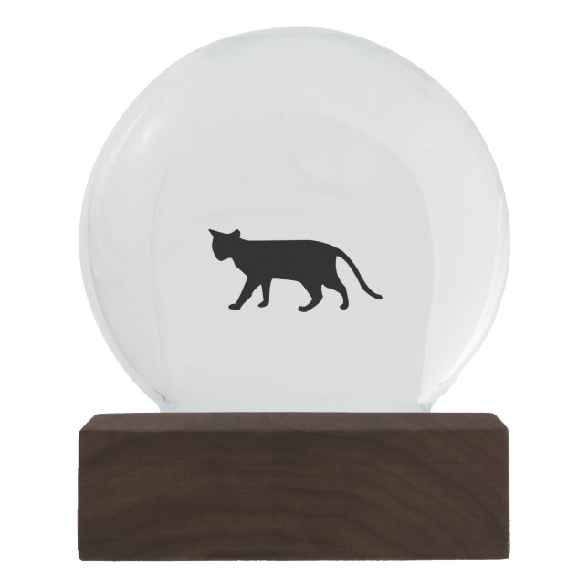 Black Cat Silhouette Kitten Purr Meow Simple Art Snow Globe (Front)