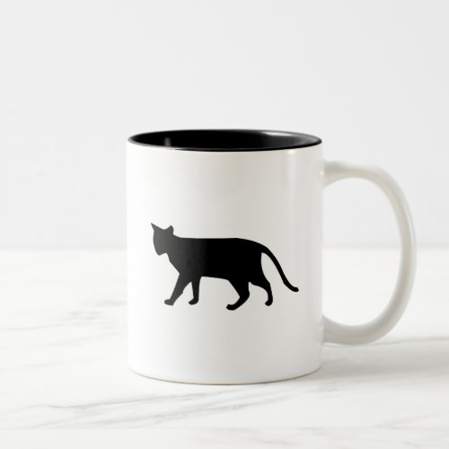 Black Cat Silhouette Kitten Purr Meow Simple Art Two_Tone Coffee Mug