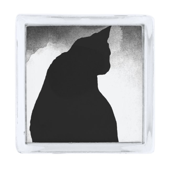 Black Cat Silhouette Lapel Pin (Front)
