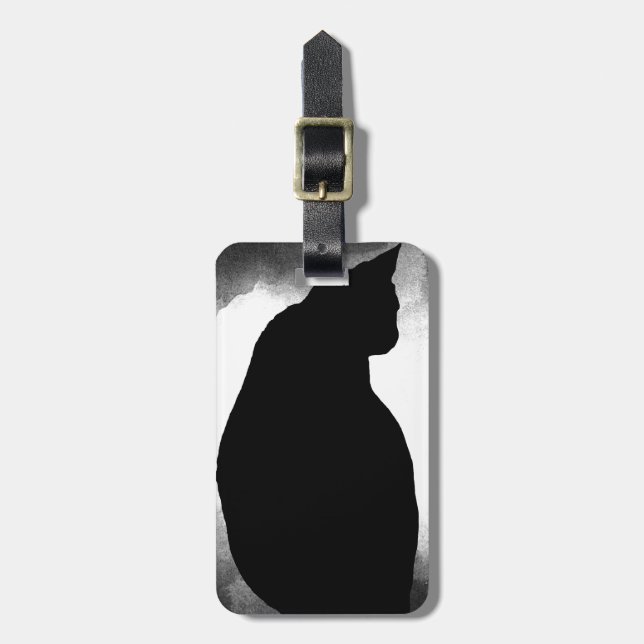 Black Cat Silhouette Luggage Tag (Front Vertical)