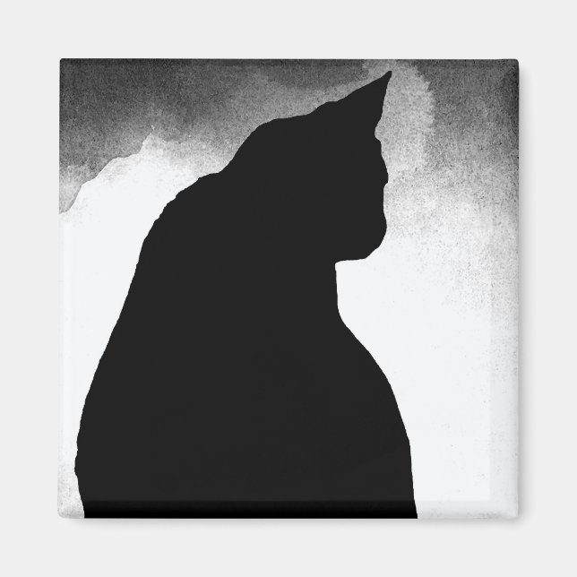 Black Cat Silhouette Magnet (Front)
