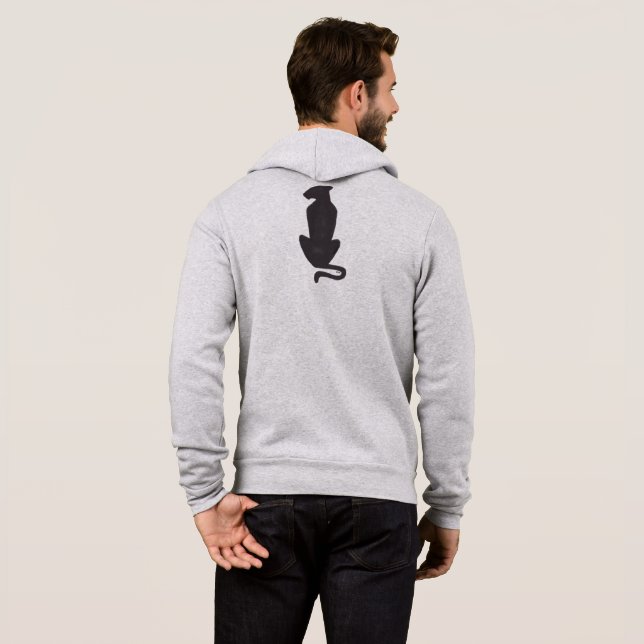 Black Cat Silhouette men gray Bella zip hoodie (Back Full)
