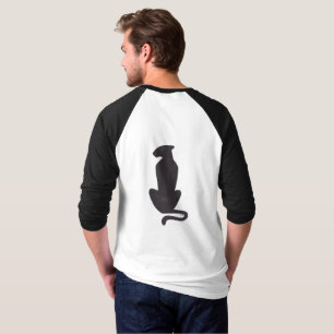 Black Cat Silhouette men white black raglan shirt