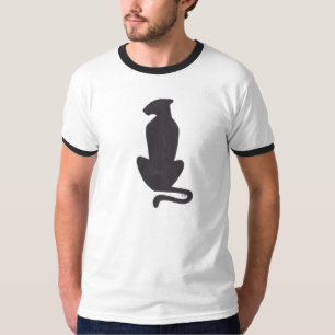 Black Cat Silhouette men white ringer shirt
