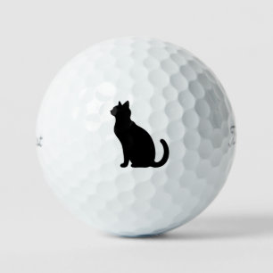 Black Cat Silhouette Minimalist Cat Lovers Gift  Golf Balls