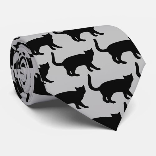 Black Cat Silhouette Neck Tie