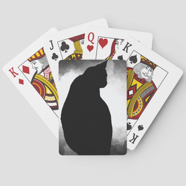 Black Cat Silhouette Poker Cards (Back)