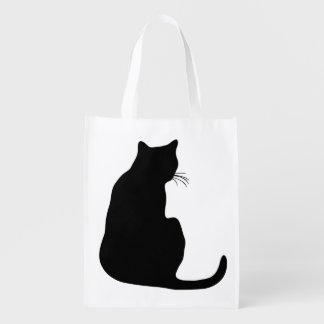 Black Cat Silhouette Reusable Grocery Bag