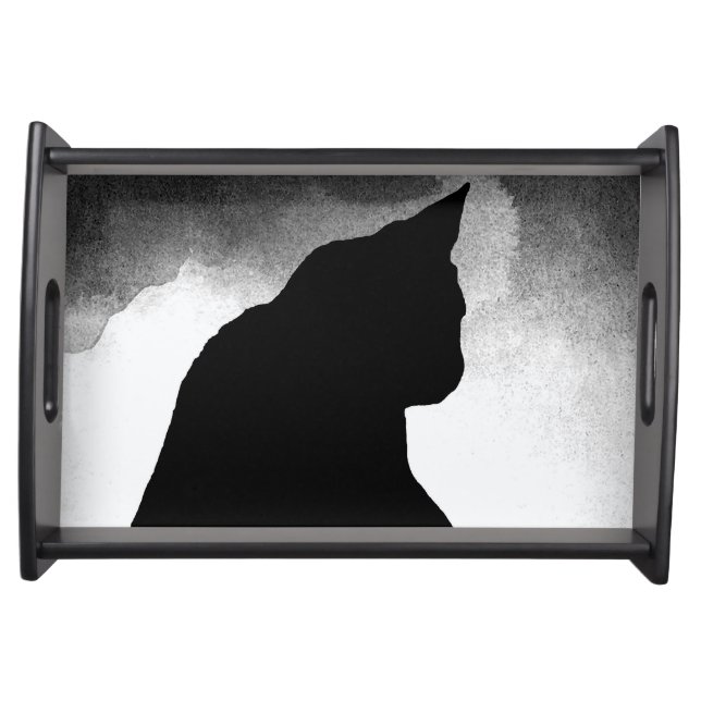 Black Cat Silhouette Serving Tray (Front)