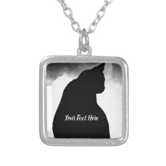 Black Cat Silhouette Silver Plated Necklace