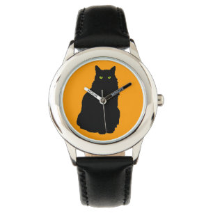 Black Cat Silhouette Sitting Watch