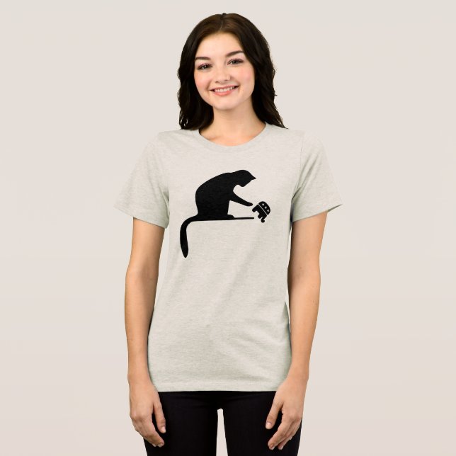 Black Cat Silhouette  Tri-Blend Shirt (Front Full)