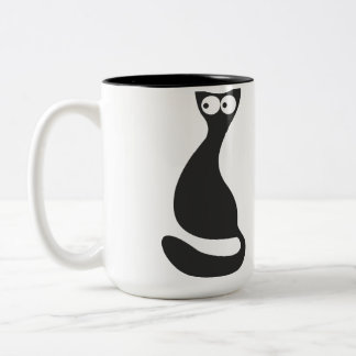 Black Cat Silhouette Two-Tone Coffee Mug