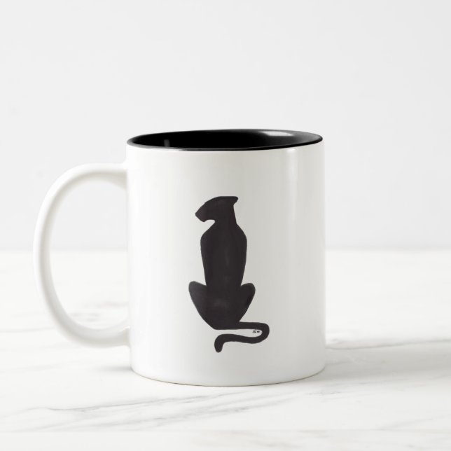 Black Cat Silhouette two-tone coffee mug (Left)