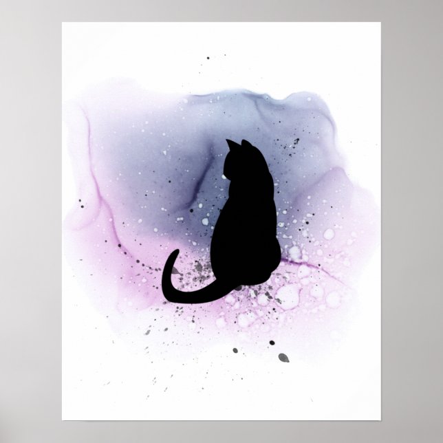 Black Cat Silhouette Wall Décor Poster (Front)