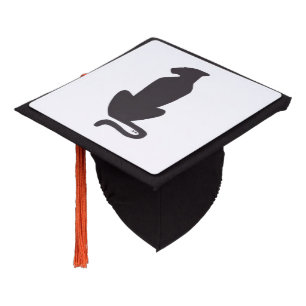 Black Cat Silhouette white graduation cap