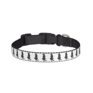Black Cat Silhouette white small pet collar