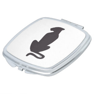 Black Cat Silhouette white square compact mirror