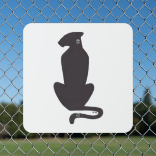Black Cat Silhouette white square metal sign