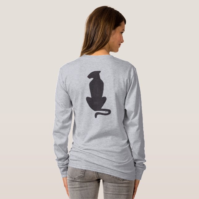 Black Cat Silhouette women gray long sleeve shirt (Back Full)