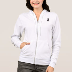 Black Cat Silhouette women white Bella zip hoodie