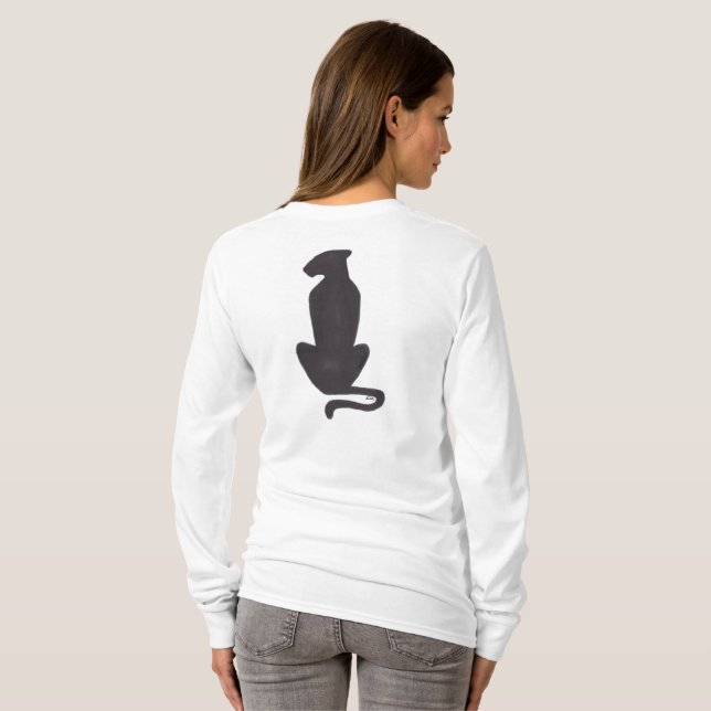 Black Cat Silhouette women white long sleeve shirt (Back Full)