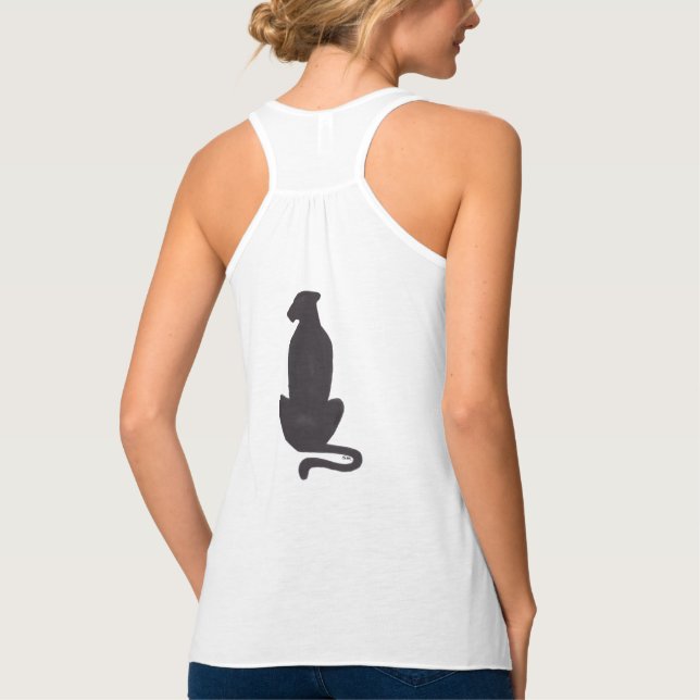 Black Cat Silhouette women white racer tank top (Back)