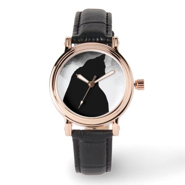 Black Cat Silhouette Wrist Watch (Front)