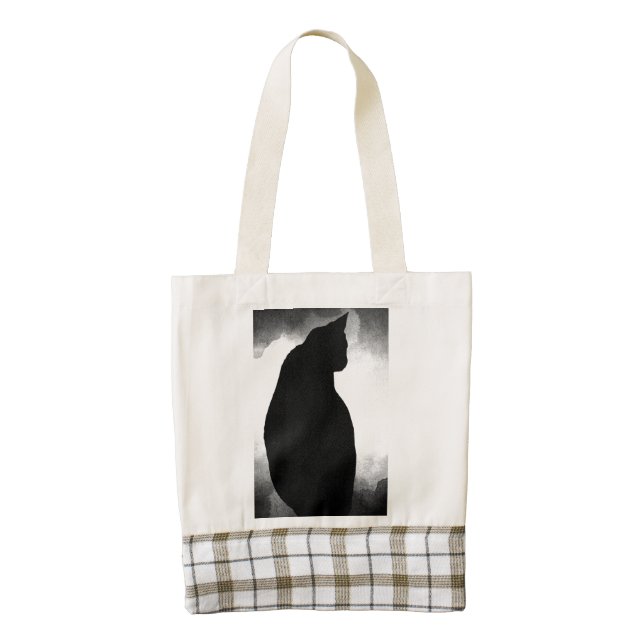 Black Cat Silhouette Zazzle HEART Tote Bag (Front)